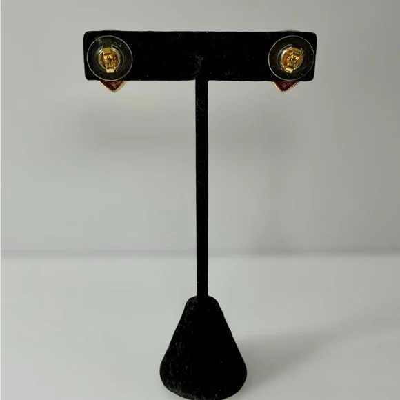 Vintage Swarovski Signed S.A.L Teardrop Crystal Gold-Tone Stud Earrings - Picture 7 of 10